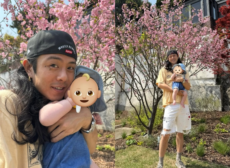 Beenzino、生後6カ月の息子と一緒に花見…幸せなほほ笑み