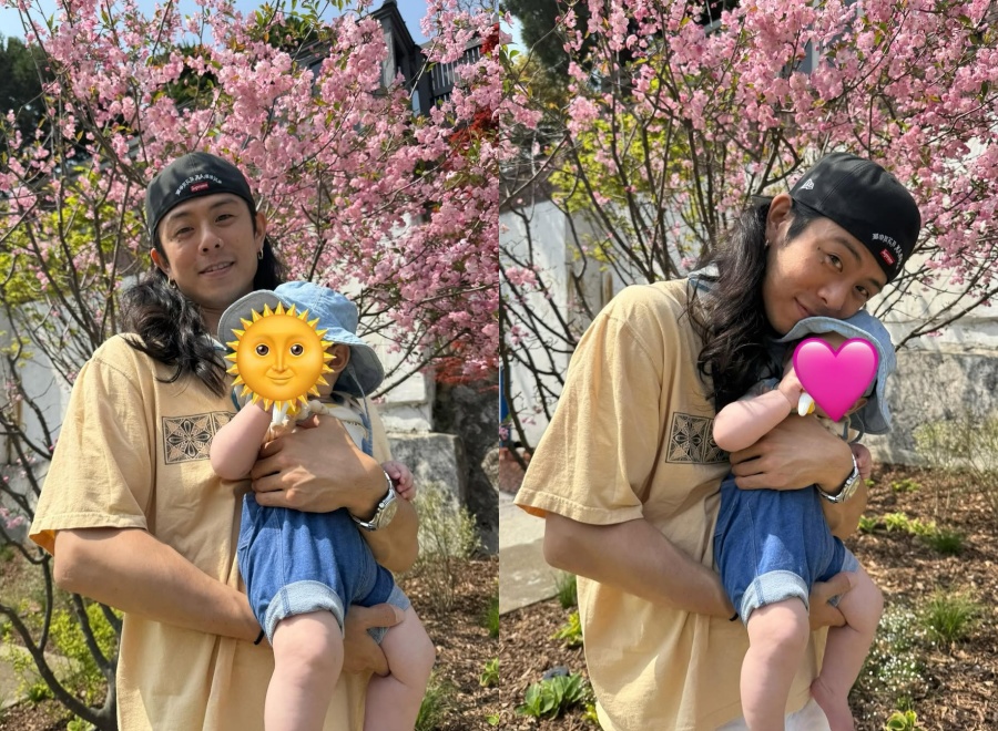 Beenzino、生後6カ月の息子と一緒に花見…幸せなほほ笑み