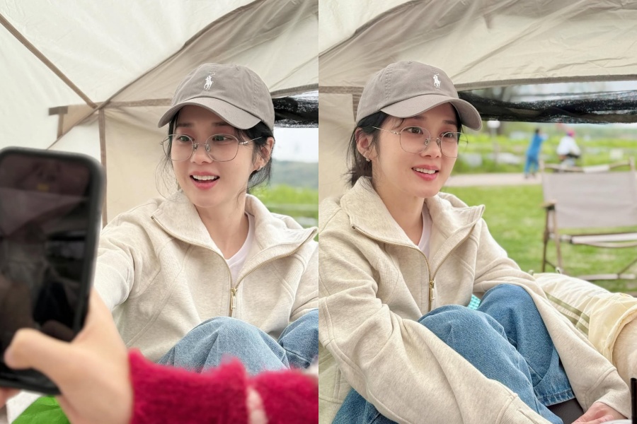 チャン・ナラ、大学生のようなビジュアルで犬たちと春のピクニック