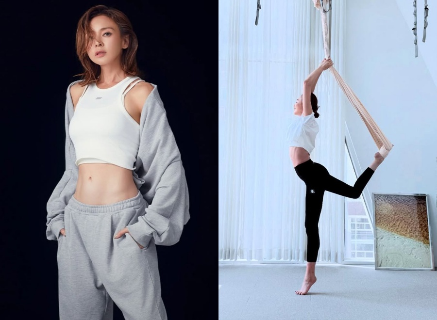 SHIHO、フライングヨガをしながらスリムな体をアピール…韓国でも運動に熱中