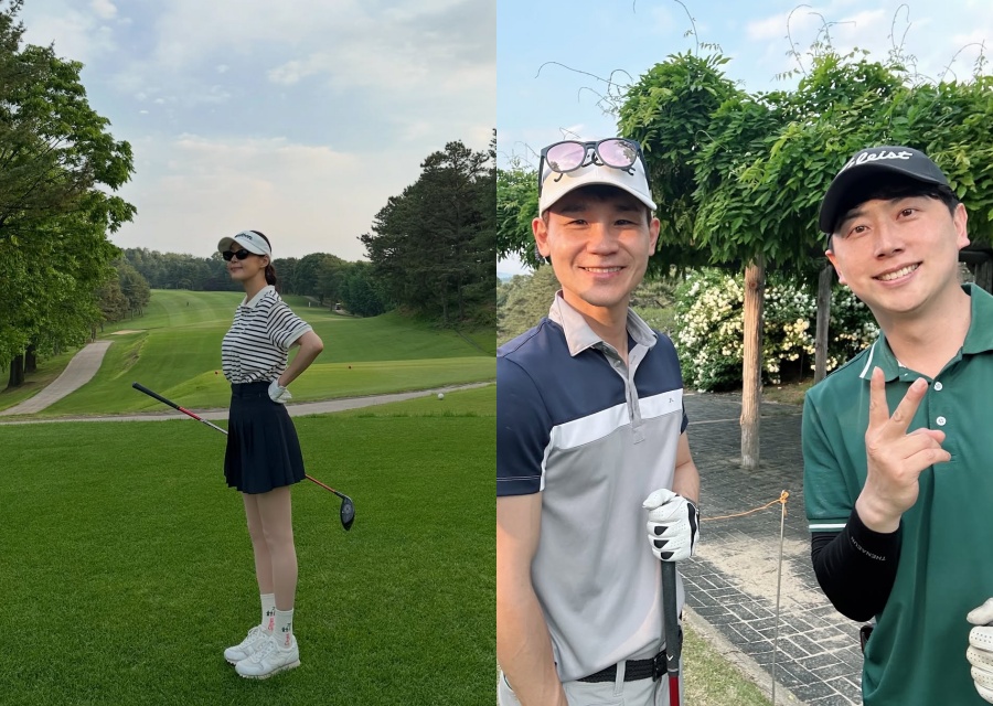 ハン・ジヘ、夫＆弟とゴルフ…仲良し家族