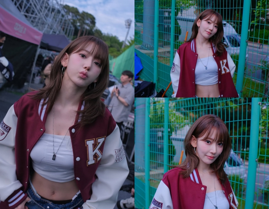 清純ビジュアルのLE SSERAFIMサクラ、きゃしゃなウエスト際立つステージ衣装