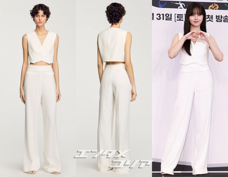 まばゆい美しさ誇るキム・ソヒョン、ノースリーブの白いセットアップ・コーデ