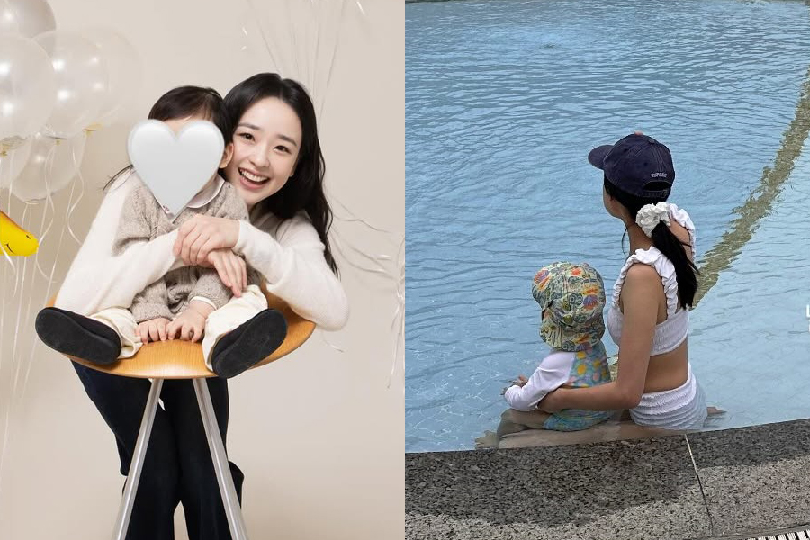 孫延在、清純な白い水着姿で息子を抱っこ…ドキドキの親子2ショット