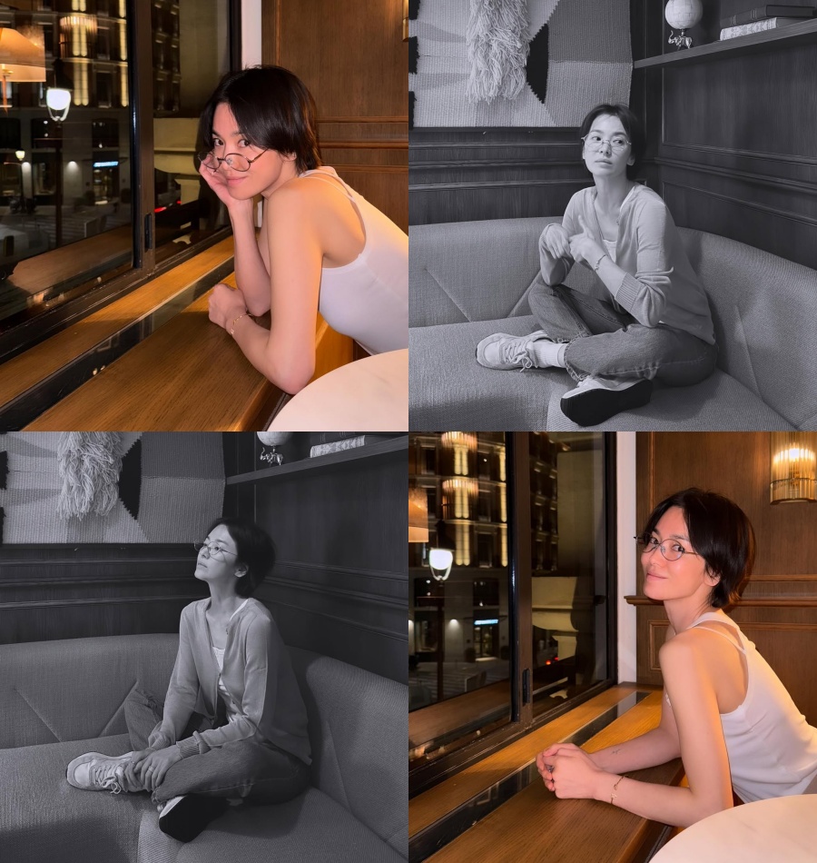 スペイン訪問中のソン・ヘギョ、化粧っ気のない顔で眼鏡をかけ知的な魅力アピール