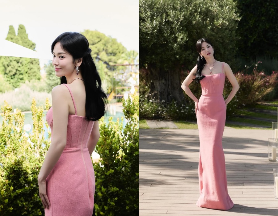 ソン・ヘギョ、ピンクのコルセットドレスにサングラス…圧倒的な美しさ誇る