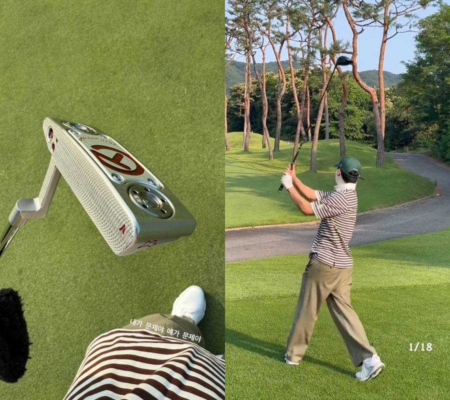 除隊した防弾少年団V、暑い中ゴルフ三昧…顔を隠していてもイケメンオーラぷんぷん