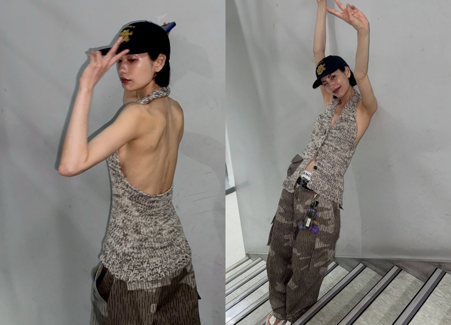 ナナ、背中ぱっくりコーデでシックにVサイン…圧倒的な存在感