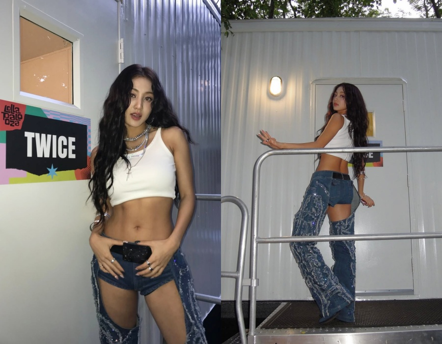 TWICEジヒョ、「ロラパルーザ・シカゴ」のオフショット公開…引き締まったウエスト＆大胆デニムファッションに注目