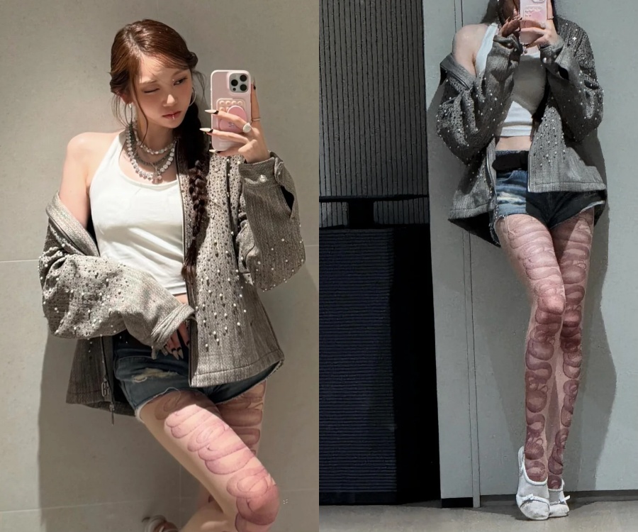 ALLDAY PROJECTヨンソ、ヘビ柄の大胆ストッキング姿で美脚アピール