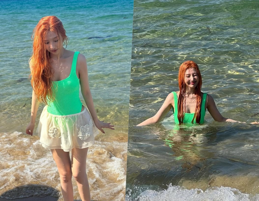 Red Velvetジョイ　爽やかミント色水着＋オレンジ髪…あふれるラブリー