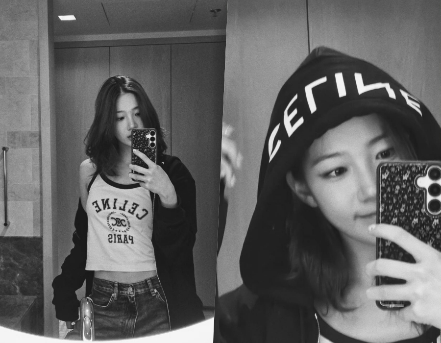 LE SSERAFIMカズハ、髪型をミディアムに…白黒写真でシックな雰囲気