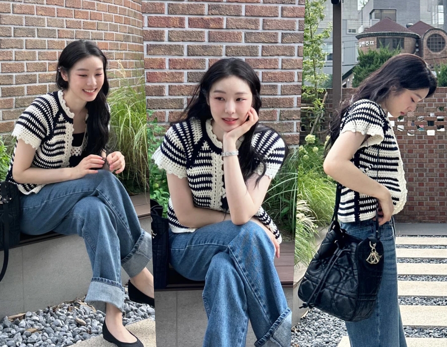 クロシェ編みカーディガン＆デニム姿のキム・ヨナ、20代の学生のよう