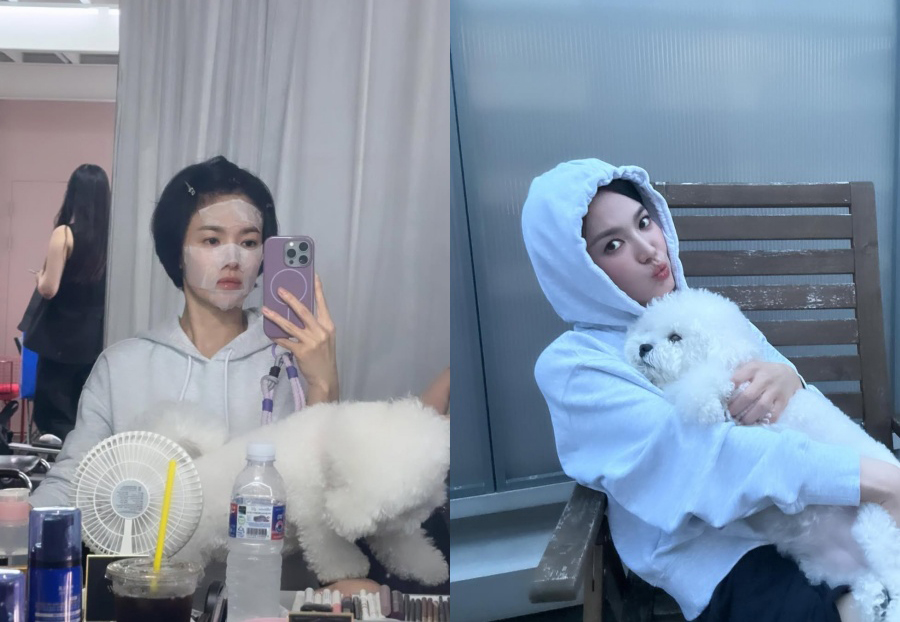 すっぴんのソン・ヘギョ、フェイスパック中でも隠せない美しさ