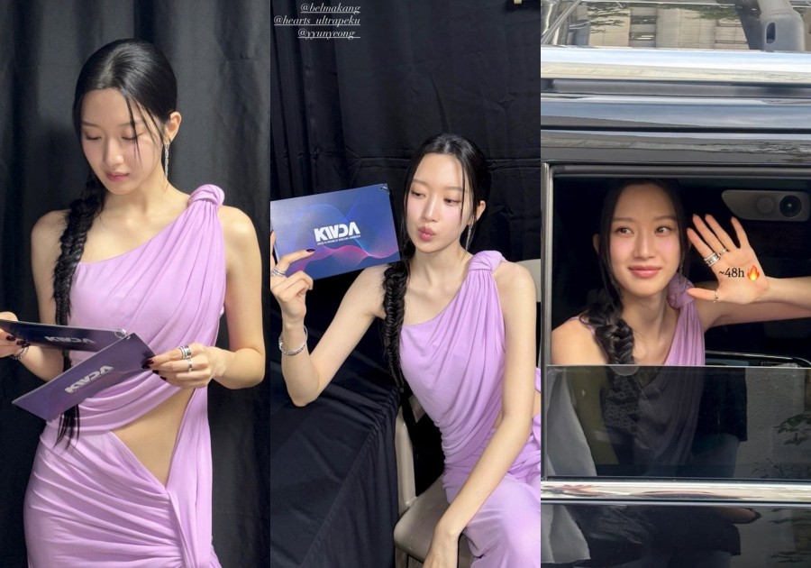 ムン・ガヨン、紫のドレス姿で完ぺき美ボディアピール