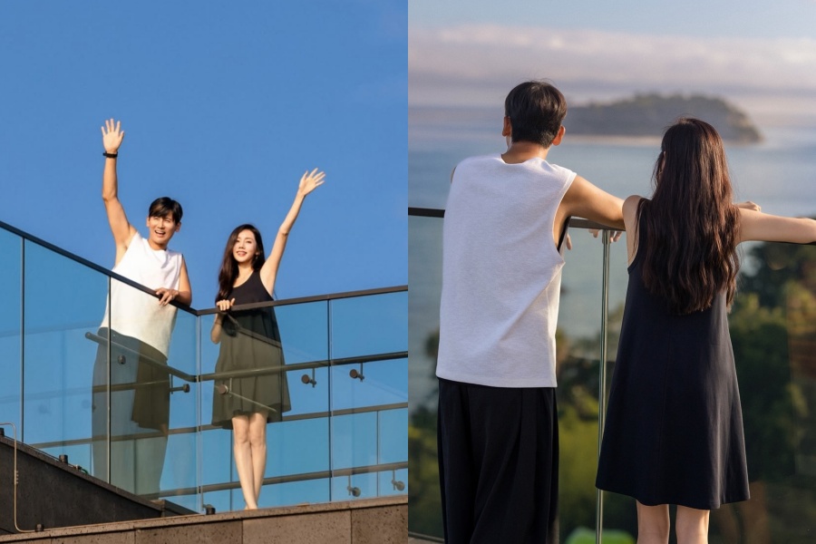 チュ・ジャヒョン「幸せ笑顔」中国人俳優の夫の肩にもたれ…アツアツ夫婦