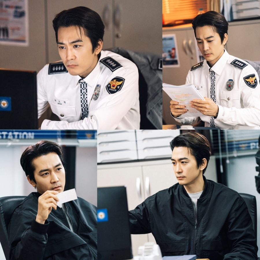 ソン・スンホン、警察官の制服姿で超集中モード…休み時間にも台本とにらめっこ