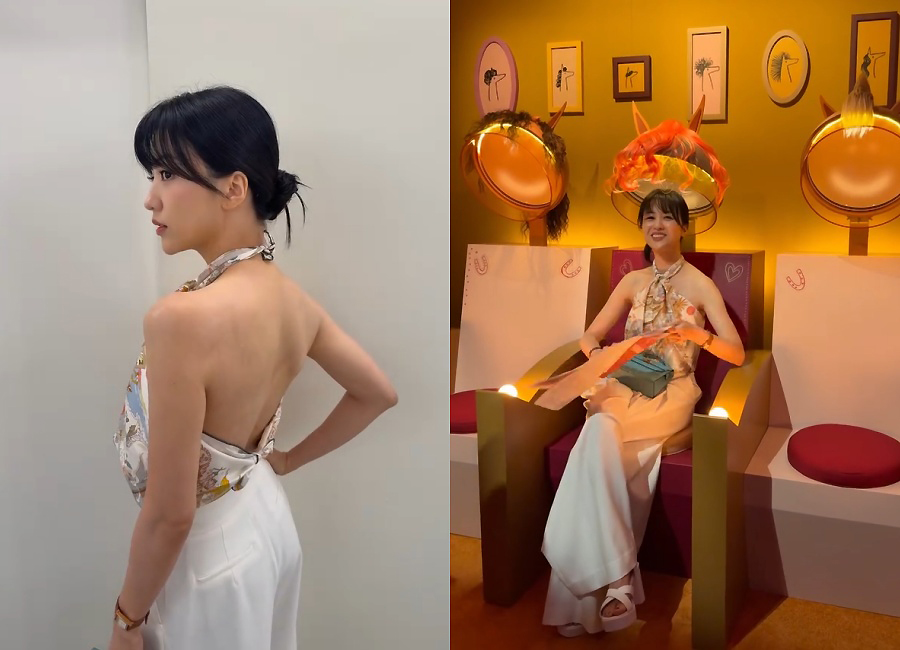 37歳パク・ハソン　ドキッとするスカーフ使いで美しい背中あらわ