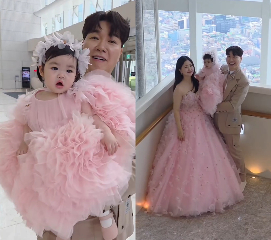 30キロ減量したパク・スホンの妻、娘と二人でオーダーメイドのドレス姿披露…ピンクのお姫さま