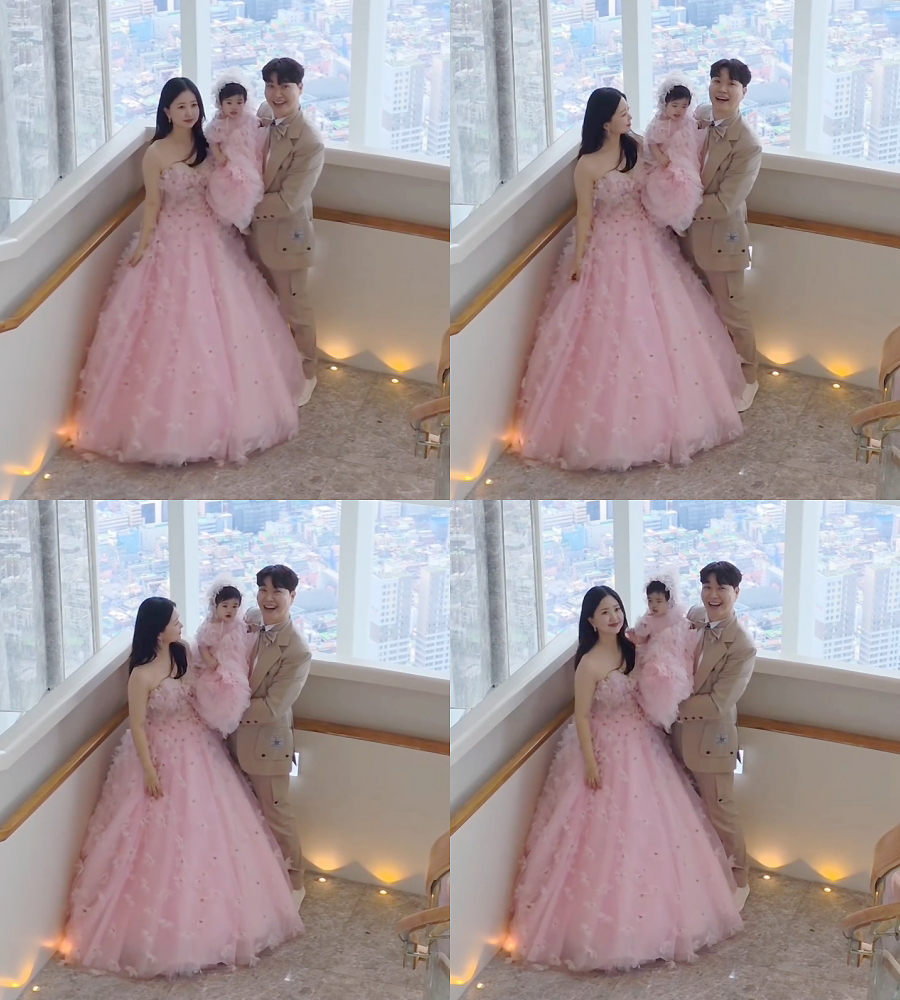 30キロ減量したパク・スホンの妻、娘と二人でオーダーメイドのドレス姿披露…ピンクのお姫さま