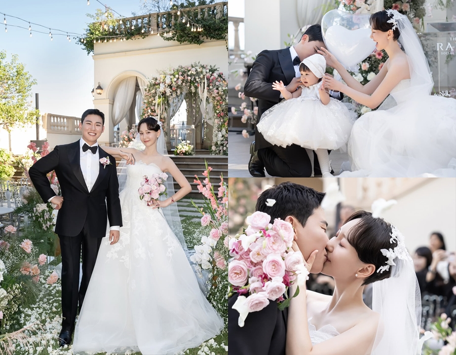 イ・ユヨンが出産1年後の結婚式…ショートカットが美しい花嫁＆癒し系新郎「夫と赤ちゃんと大切な思い出」