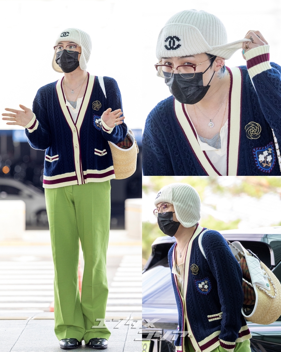 G-DRAGON、「ケロロ軍曹」を思わせるフライトコーデ…独特なスタイル