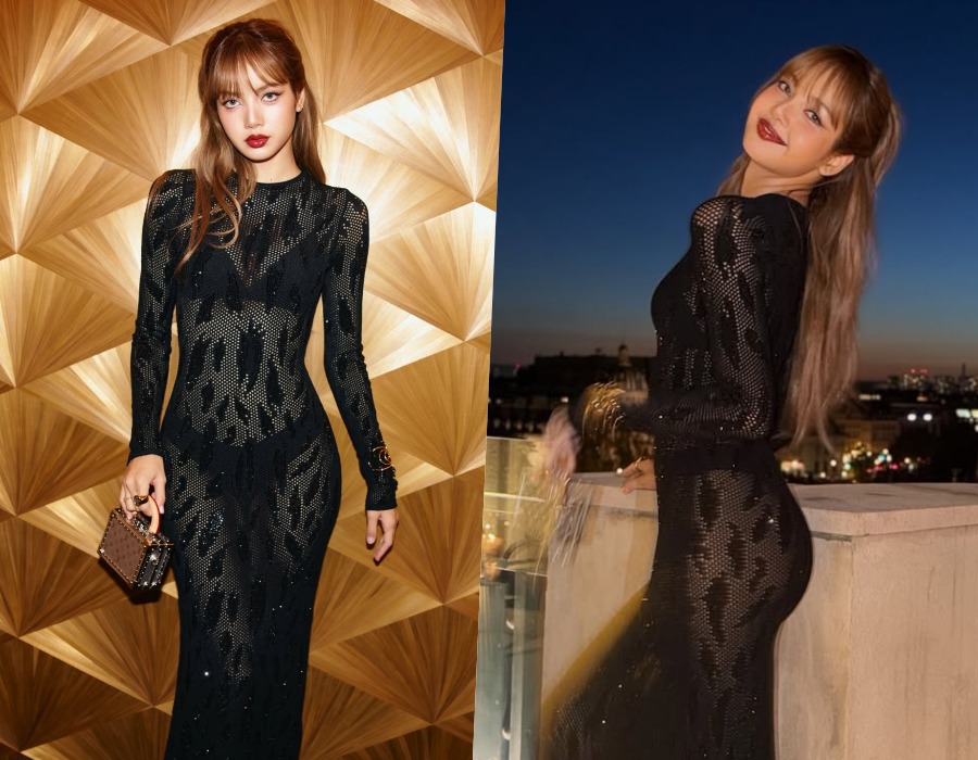 BLACKPINKリサ、透け感のある黒いドレス姿でチョン・ホヨンと2ショット