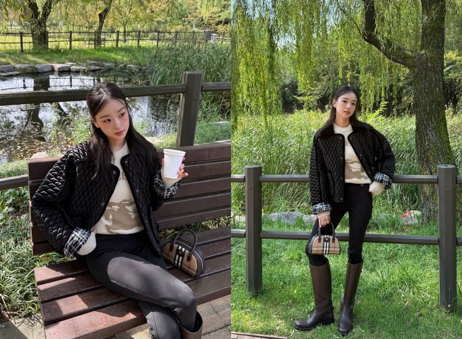孫延在、公園でのんびりコーヒータイム…出産後も相変わらぬ美脚アピール