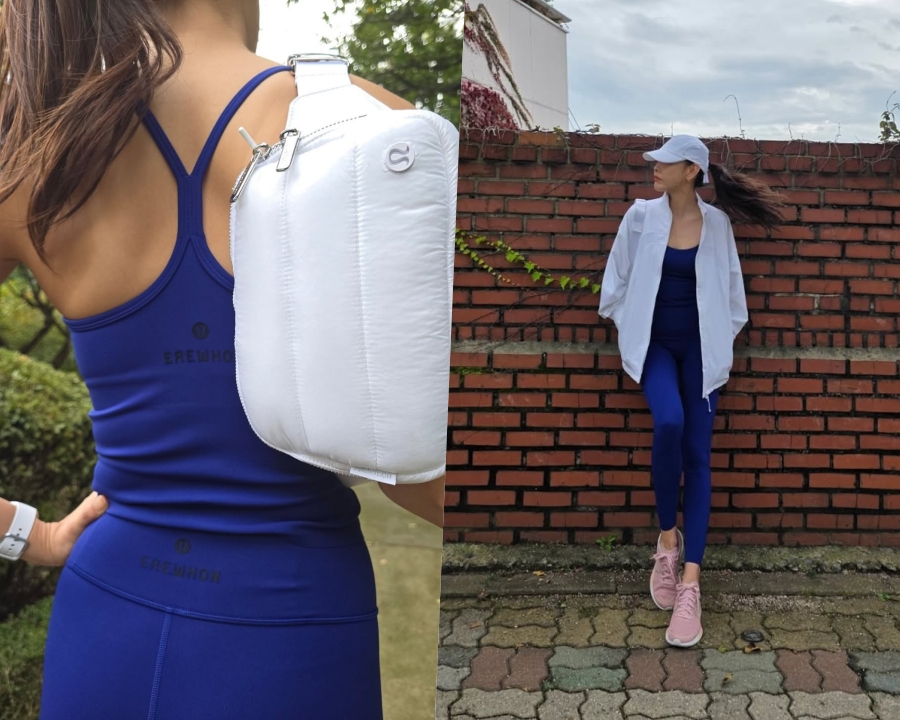 ハン・ヘジン　全身青のレギンスでボディラインくっきり…さすがモデルのランニングは別格