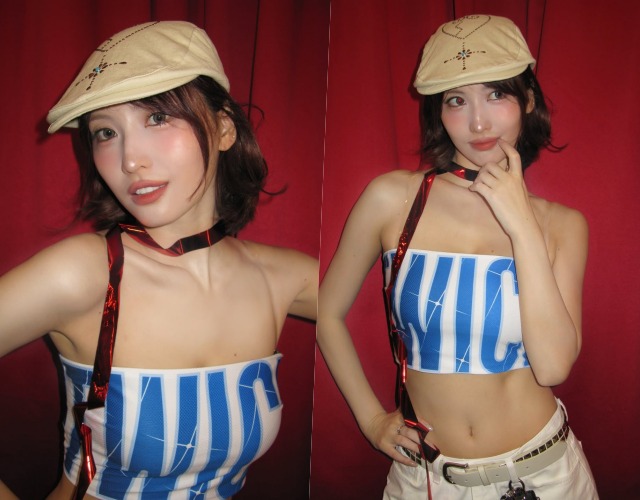 TWICEモモ、ヴィンテージ風コーデに視線集中…割れた腹筋も披露