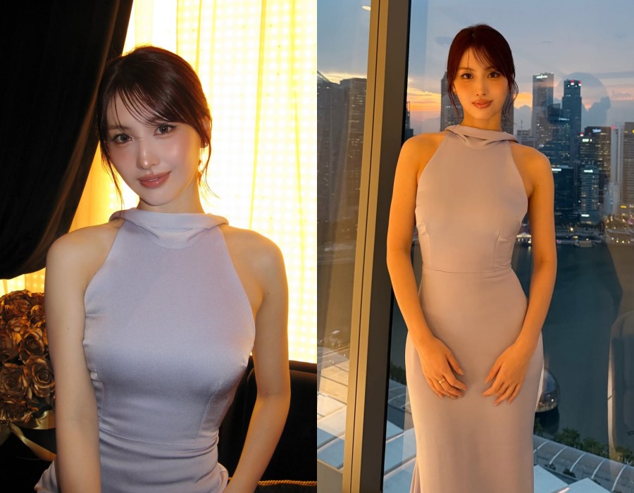 TWICEモモ「完璧ボディライン」くっきり…優雅なドレス姿公開