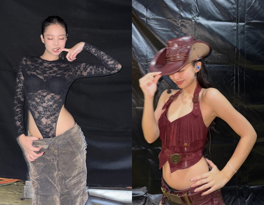 BLACKPINKジェニー、黒レース・コーデからカウガールまで…ホットなステージ衣装も完ぺき