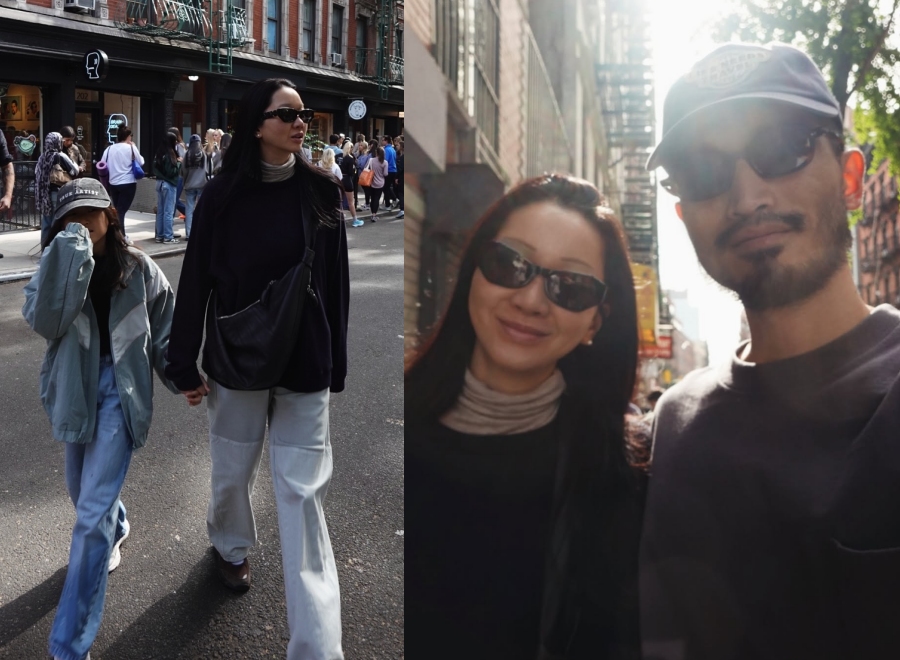 45歳チャン・ユンジュ　早くもモデルオーラ放つ8歳の娘＆夫と米NY旅行