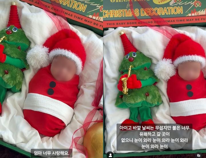 「赤ちゃんがクリスマスオーナメント？」　イ・シヨン、新生児の娘の写真公開するも物議かもし削除