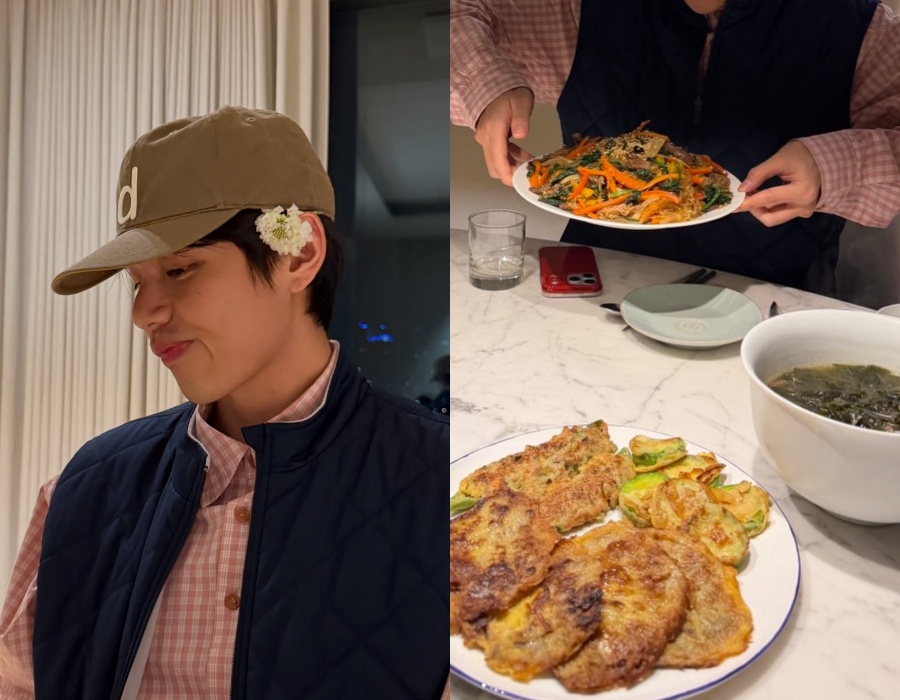 チャプチェ炒めるパク・ソジュン、ミルクレープ作るパク・ヒョンシク…BTS・Vの誕生日祝う「ウガ・ファミリー」のメンバーたち