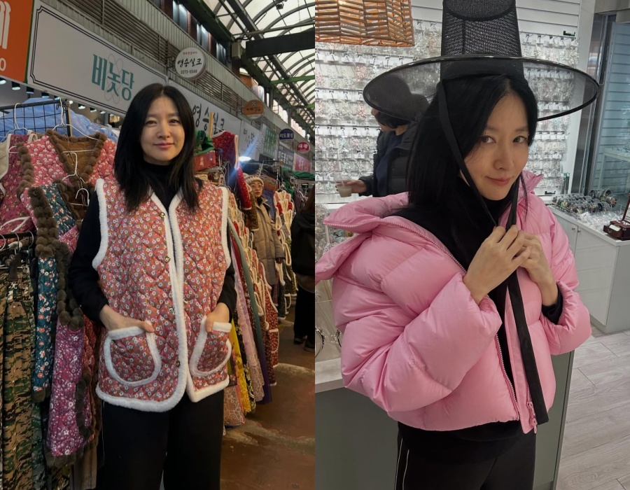 「キムジャンチョッキ」を着て伝統市場でカルグクスを食べる55歳イ・ヨンエ…どんな服も着こなす美しさ