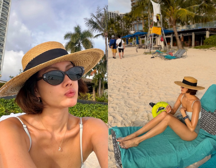 43歳「二児の母」ヤン・ミラが水着姿に…長く美しい脚披露