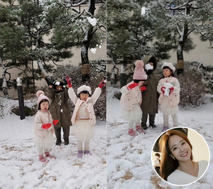 ソ・ユジン「雪が降った日曜の朝」子ども3人と癒しあふれる初雪ショット