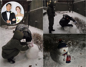 ペク・チヨン&チョン・ソクウォン、娘に雪だるまのプレゼント