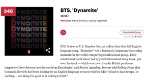 BTS「Dynamite」 米誌が選ぶ「偉大な500曲」の346位に