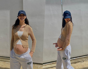 クァク・ジヨン、トップモデルのふっくら妊婦姿…「おなかの縦線はメラニン色素の影響」