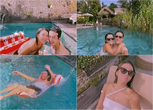 イ・ボミ&イ・ワン プールでアツアツ「むぎゅっ」…バリの「美ボディ夫婦」