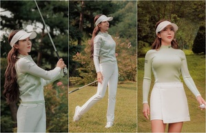 「美しいゴルファー」アン・シネの胸元強調ウエア姿…「いい天気、ゴルフに行こう」