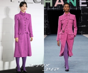 紫のコート羽織ったキム・ユジョン、レトロな衣装も完璧な着こなし