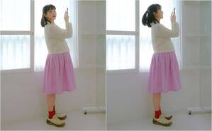 妊娠中のユン・スンア、ピンクのスカート&赤い靴下姿が愛らしい