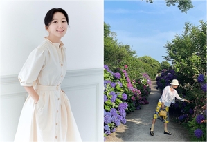 キム・ヒエ、久しぶりに日常公開…花柄のスカート姿で済州島のアジサイを鑑賞