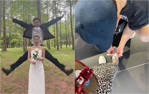 シム・ヒョンタク、結婚式のため日本へ…18歳年下妻の靴ひもを結ぶやさしい姿披露