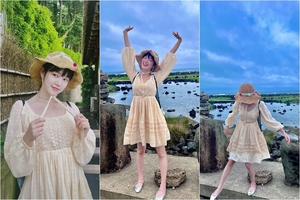 お姫さま風ワンピ姿のイ・ユビ、済州島の高級リゾートで休暇中