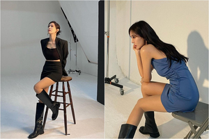 キム・ソヨン 広告撮影現場で圧倒的存在感…美脚際立つコーデに視線