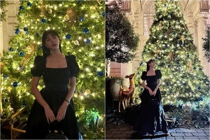 BLACKPINKジス、英国を魅了する黒ドレスのお姫様スタイル 「クリスマスツリーと」